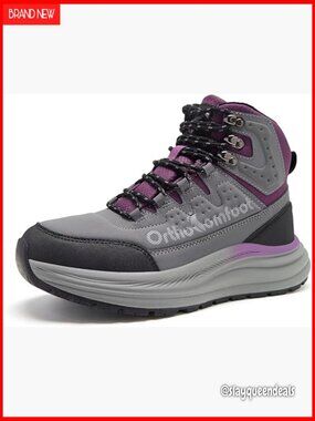 Orthopedic Hiking Boots with Arch Support, Waterproof Mid Ankle Work Shoes